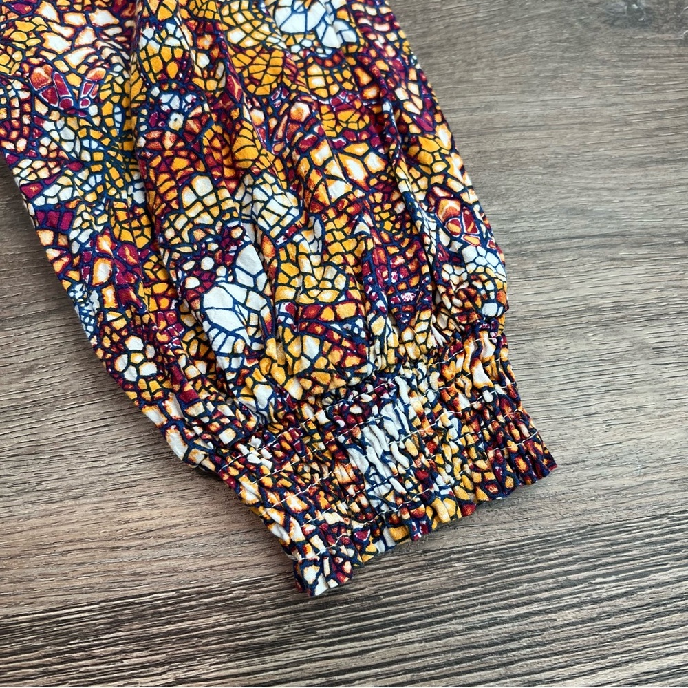 Anthropologie Maeve Kaleidoscope Mosaic Print Blouse Size Medium Boho V Neck Top - Picture 4 of 10